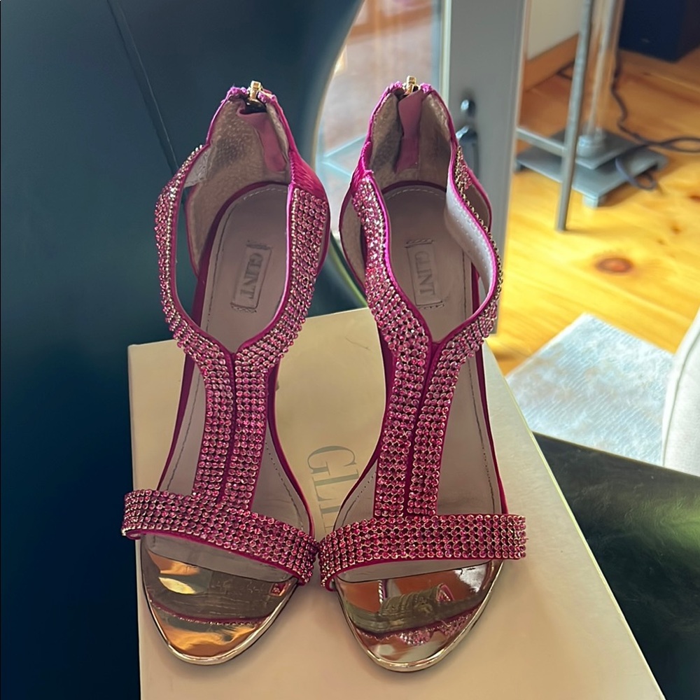 Glint Pink Heels with Sparkly Embellishments